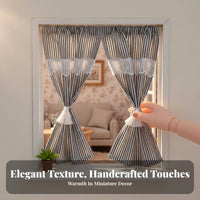 DIY Friendly 1:12 Scale Striped Curtains Realistic Feature 1:12 Scale Window Drapes Easy Installation for Doll Collectors, Children