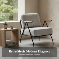 Wrought Iron Armchair Wabi-Sabi Aesthetic Highrear Armchair Retro Design Easy Assembly for Guests, Reception Area