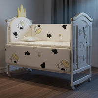 Solid Wood Extendable Toddler Bed Multifunctional Convertible Baby Crib With Wheels Wooden Infant Cradle Adjustable Height for Newborns, Infants, Toddlers, Bedroom