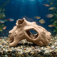 Large Ceramic Snake Hide and Tree Hole, Aquarium Caves and Hides for Aquatic Animals and Turtles, Bark-Textured Horizontal Breeding Shelter