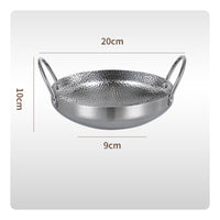 Wide Open Top Hammered Stainless Steel Pot Deep Shape Loop Handle Pot Silver Finish Cookware Dishwasher Safe