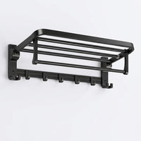 Bathroom Accessories Set with Wall Mounted Towel Rack for Washroom, Foldable Aluminium Storage for Apartment Families
