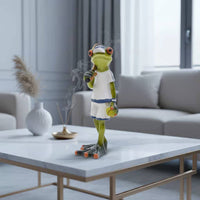 2 Pieces Resin Frog Racket Sport Players Nordic Design Racket Sport Frog Figurines Romantic Great Gift Suggestion for Patio