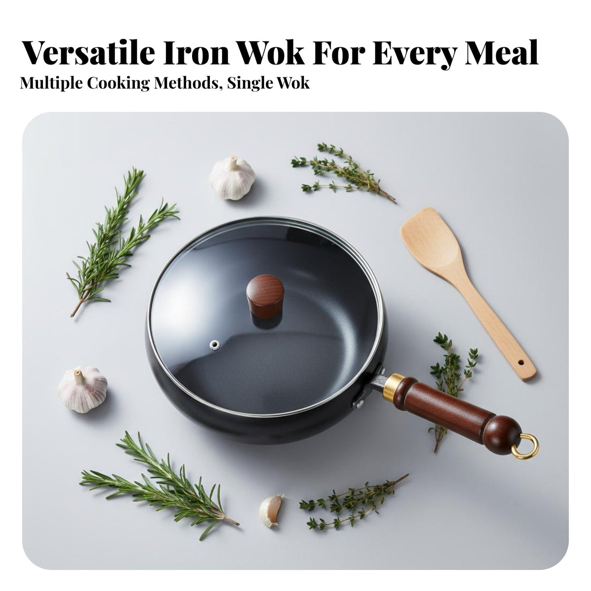 Uncoated Iron Wok Non Coating Chinese Wok Stir-Fry Pan Multifunctional Professional Grade for Chefs