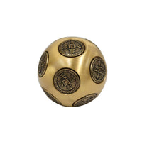 Brass Ball with Engraved Medallions Polished Brass Fidget Sphere Textured for Office