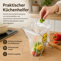 Foldable Trash Bag Stand, Yellow Bag Stand for Camping & Barbecues, Sturdy Wire Garbage Bag Holder, Silver Waste Collector