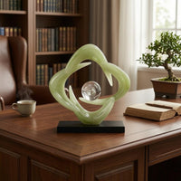 Abstract Openwork Sculpture Base Jade Crystal Ornament Shiny Finish Jade Look Ornament