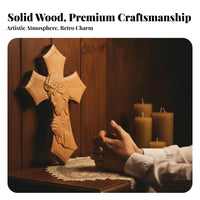 Vintage Design Carved Wooden Cross Exquisite Craftsmanship Solid Wood Messiah Ian Cross Sacred Design for Messiah Ians, Church, Easter