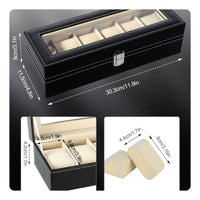Transparent Window Watch Display Box Luxury Look Leather Watch Box Velvet Lined Storage Furniture Soft Cushion Slots for Gift Packaging