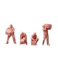 4 Pieces 1/64 Logistics Worker Figurines Tiny Miniature People with Boxes Decorative Miniature People Model for Hobbyists, Warehouse Display
