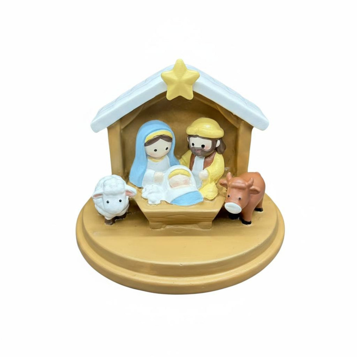 Resin Christmas Ornament Gift Idea Nativity Figurine Hand-Painted for Balcony