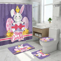 Easter Shower Curtain Sets with Non-Slip Rugs, Toilet Lid Cover and Bath Mat for Home, Families, Apartment, Hotel, Restroom