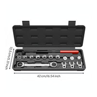 Idler Pulley Adjustment Tool 72-Tooth Ratchet Drive Belt Tensioner Wrench Set Portable Storage Case Belt Tensioner Wrench Set for Mechanics