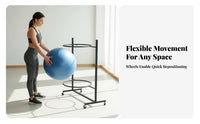 Space-Saving Balance Ball Display Rack Sturdy Construction Exercise Ball Rack Freestanding Easy Assembly for Personal Trainers