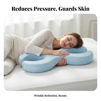 Ergonomic Design Double C-Shaped Pillow Portable Side Sleeper Beauty Pillow for Skincare Enthusiasts, Adults, Nightly Use, Bedroom, Napping