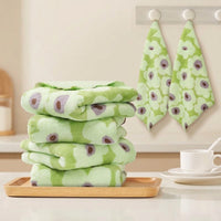 30cm Microfibre Cloth 4 Pack, Printed Avocado Green Cleaning Cloths, Soft Coral Fleece Cloths for Kitchen, Bathroom and Dish-Washing