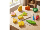 Wooden Fruit Cutting Set Fine Motor Skills Sliceable Play KitchenSet  Wood Wooden Cutting Toy for Children