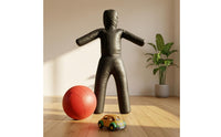 Double-Layer Leather Standing Wrestling Mannequin Outstretched Arms Hooded Wrestling Mannequin Long Legs Sports Gear 120 Cm Tall