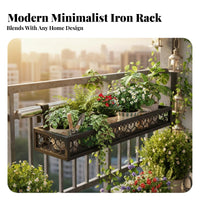 Hanging Design Railing Planter Holder Space-Saving Balcony Railing Basket Adjustable fasteners plant holder Anti-Rust for Plant Lovers, Apartment Dwellers, homeowners, Windowsill, Fence, Patio, Porch