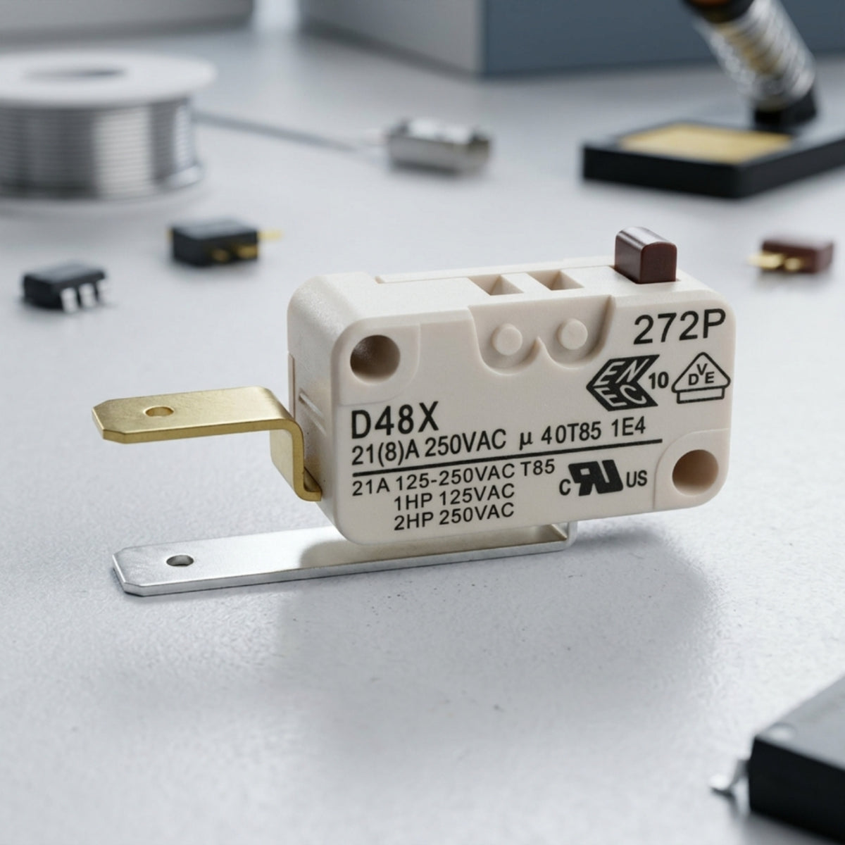 High-Current Microswitch with Actuator Heavy-Duty Rectangular Microswitch Mechanical Limit Switch Industrial for Technicians, Electricians, Control Panels