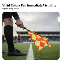 2 Pieces Referee Flag Set High Visibility Colors Linesman Flag Comfortable Sponge Grip Football Referee Equipment Set for Referees, Sports Training