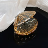 Clamshell Trinket Box Elegant Bivalve-Shaped Trinket Box Faceted for Vanity, Dresser, Bedside Table