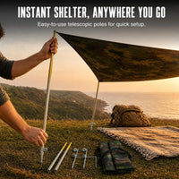 Adjustable Telescopic Tent Pole Set with Ground Insert for Awning and Canopy Support