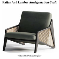 Wabi-Sabi aesthetic Woven rear Armchair Japanese Inspired Design leisure Armchair sturdy Wood Frame Accent Chair Minimalist Aesthetic for Apartment Dwellers, Hospitality Professionals, Bedroom, Balcony, Home Office, Reception Area