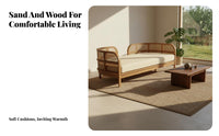durable Wood Frame Woven rear Settee Natural Rattan Arms Sofa Nordic design Living Room Furniture Minimalist Design for Interior Designers, Apartment Dwellers, Reception Area, Lounge, study alcove, Sunroom