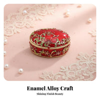 Exquisite Craftsmanship Oval Enamel Jewelry Box Unique Gift Enamel Jewelry Box Hand-Colored for Women, Wedding, Vanity Table, Dresser