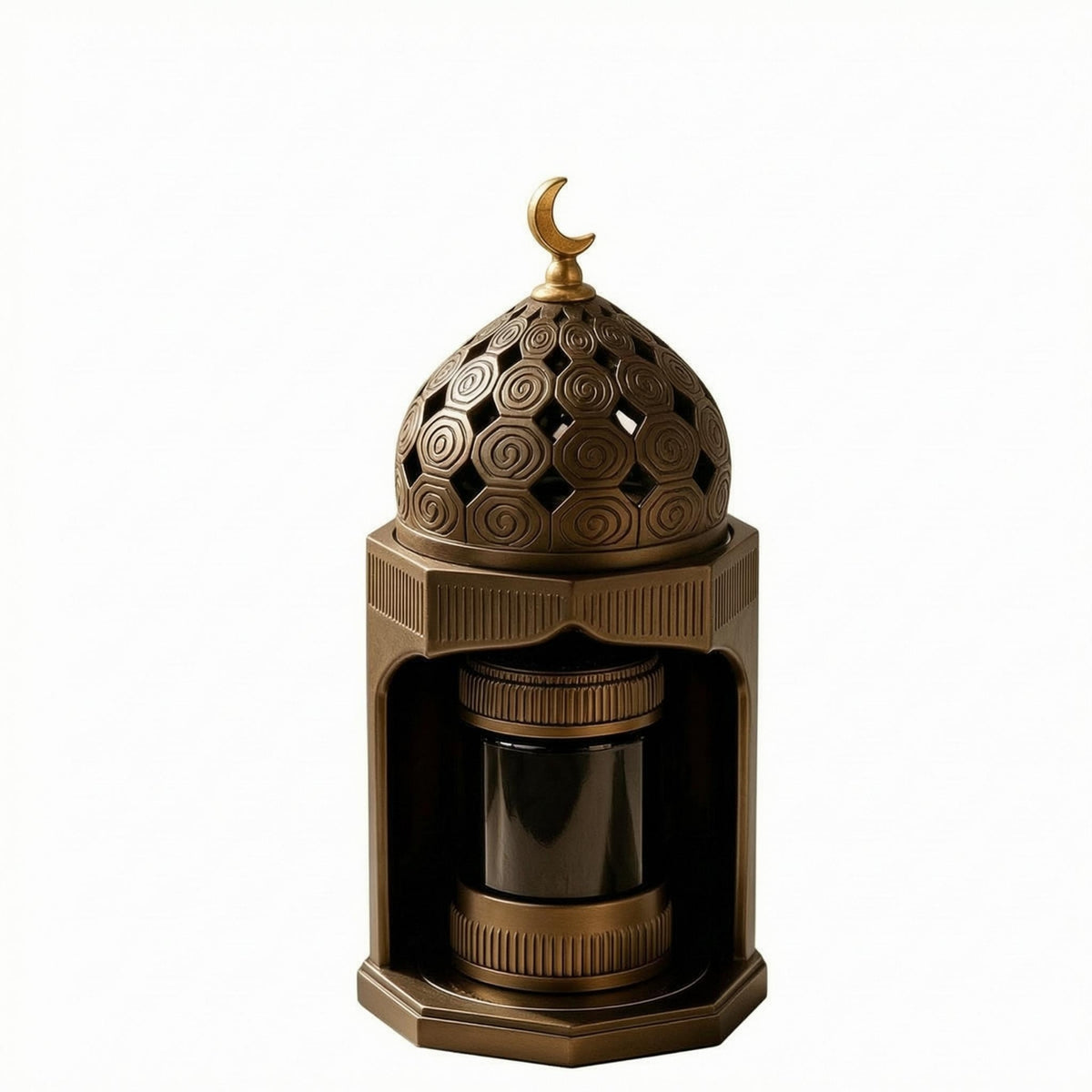 Resin Incense Burner Gilded Bronze Finish Decorative Resin Ornament Moon Shaped Finial