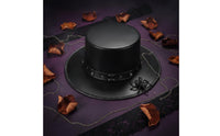 Vintage Look Steampunk Top Hat Long-Lasting Black Leather Top Hat Comfortable to Wear Historical Design Topper for Cosplayers, Halloween, Party, Stage Performance