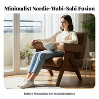Single-Person Relaxation Seat Rustic Simplicity Aesthetic V-Leg Cane Chair Mid-Centurymid-Century-Era Modern Designer