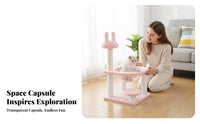 Sisal nailing Post Cat Tree with Dome space-saving Design Multi-Level Cat Tower Includes Play Toys Feline Playhouse Elevated resting platform for young felines, Apartment Dwellers, young cat Owners, Small areas, Indoor Use, Rest Time, Living Room