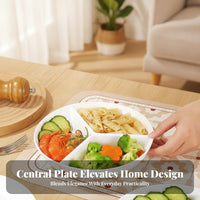 Porcelain Finish 3-Compartment Plate Glossy Surface Round Divided Plate Low Dividers