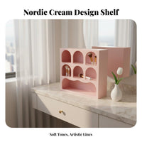 Cream Wind Design Cave Aesthetic Storage Rack Space-Saving Desktop Organizer Cabinet Versatile Use Freestanding Storage Cabinet Easy to Clean for Decor Enthusiasts, Homeowners, Living Room, Bedroom, Home Office, Entryway