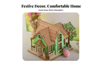 DIY Easter House Scene Paintable Holiday Decoration Easy to Assemble Craft Kit for Families, Hobbyists, Home Decor, Tabletop Display, Gift Giving