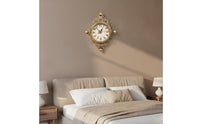 Wall Clock with Metal Frame Iron-Look Metal Wall Clock Ornate for Living Room, Entryway, Hallway