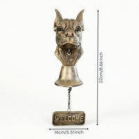 Dog-Themed Welcome Door Chime Antique Vintage Bronze Canine Door Bell Vintage-Style with Welcome Sign for Entryway