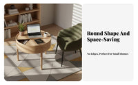 Nordic Aesthetic Round Rotating Storage Unit 360-Degree Swivel Living Room Centerpiece Multi-Functional Side Stand Space-Saving for Apartment Dwellers, Homeowners, Seniors, Small Areas, Bedroom