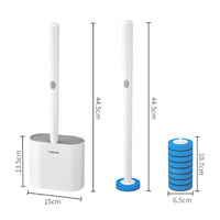 Disposable Toilet Brush Space-Saving Toilet Brush with Holder Cleaning Tool Compact Long-Handled for Bathroom