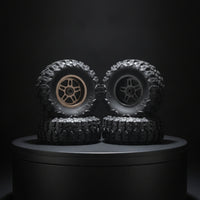 4 Pieces RC Crawler Tire with Metal Hub Rubber RC Crawler Wheel Assembly Replacement Wheel Rims with Tire for Trail Riding