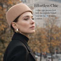 Women Pillbox Hat in Pure Wool Felt Material for Winter Wear, Brimless French Cap with Structured Design