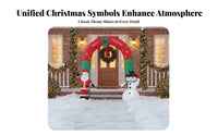 Red and Green Christmas Arch Snowflake Print Inflatable Arch