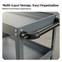 Swivel Casters Heavy Duty Mechanic Cart Ergonomic Push Handle Mechanic Tool Organizer Cart Multi-Purpose Metal Workshop Trolley for Mechanics, Technicians, DIY Enthusiasts, Auto Repair Shop, Warehouse, Basement, Home