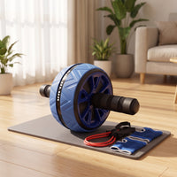 Two-handleHandle Ab Wheel with Knee Pad Non-Slip Abdominal Roller with Resistance Band Stable Ab Roller Wheel Balanced for Beginners, Home Gym, Living Room