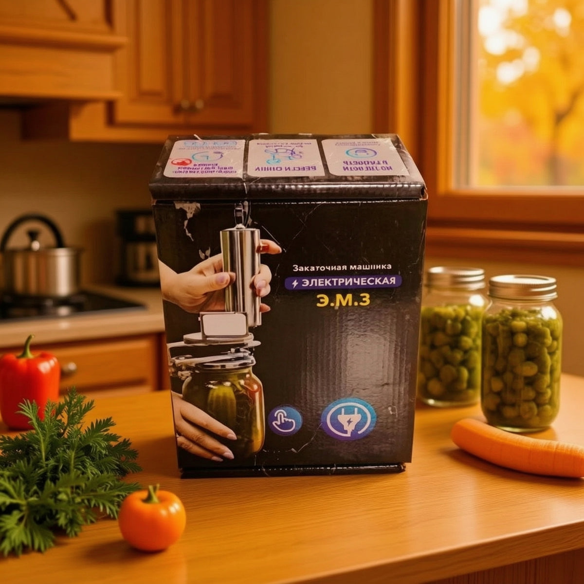 Stainless Steel Electric Jar Sealing Machine Countertop Jar Sealer Compact Appliance for Canners, Kitchen