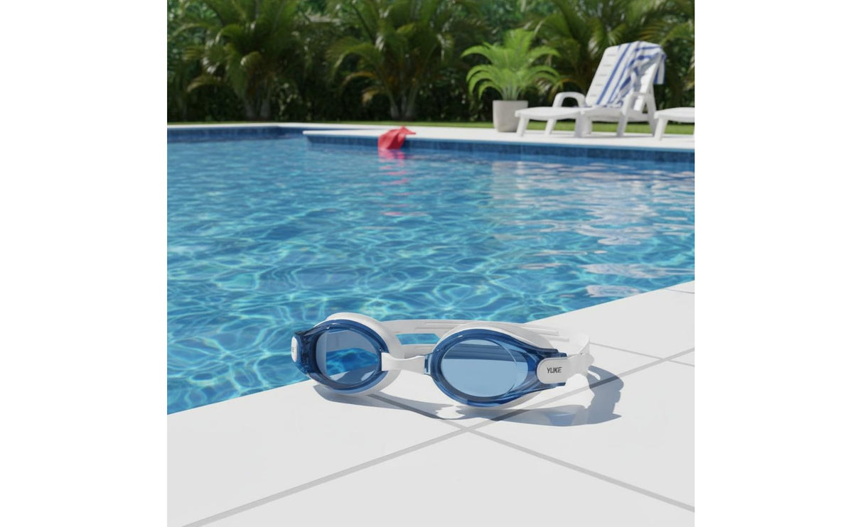 Crystal Clear Vision Swimming Goggles Comfortable Fit Small Frame Swim Goggles Wide Field of View Pool Glasses Quick Adjust Strap for Nearsighted People, Racers, Training, Competition