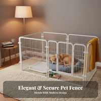 Indoor Dog Pen with Door Customizable Configurable Design Pet Fence Easy Assembly Heavy Duty Puppy Enclosure for Dogs, Young Dogs, Housebreaking