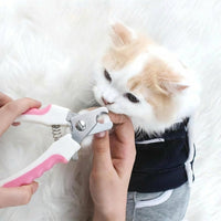 Nail Clippers and Nail File Set for Dog Grooming, Stainless Steel Cat Nail Clippers with Safety Guard, Non Slip Professional Pet Tool, 2 Pack